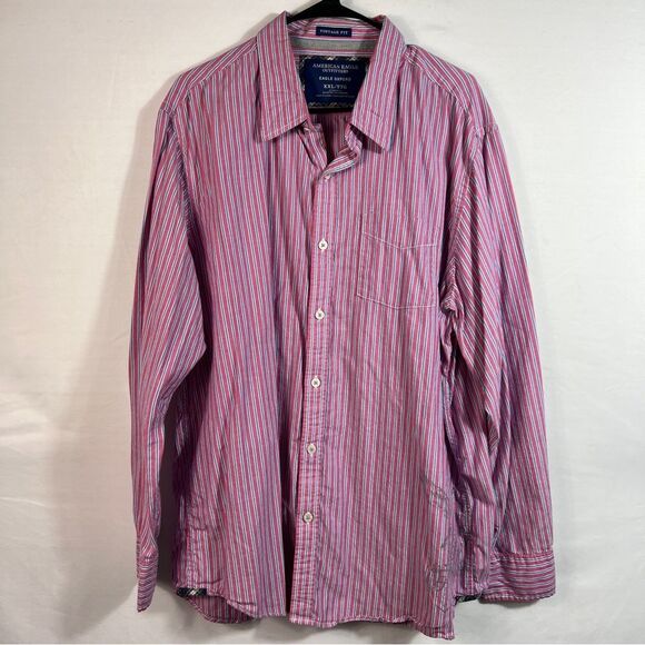 Mens American Eagle Outfitters Salmon Long Sleeve Button Down Shirt 0635 - Picture 1 of 10